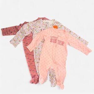Carter's Pink and Floral Little Sister Footies Trio